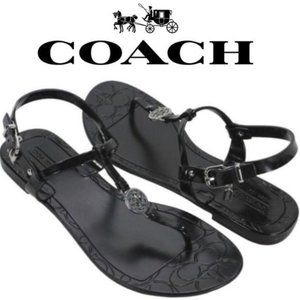 Coach 11B Black Sandals PANSY Straps Slingback